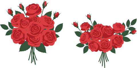 a vibrant display of red roses with lush green leaves