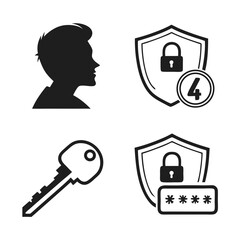 User profile shield lock key password user profile silhouette