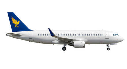 Obraz premium High-Quality Airplane Takeoff Against Clear Sky Background