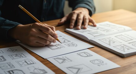 Person sketching design ideas on paper