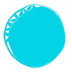 Teal Circle Frame with Hand-Drawn Border Design Element