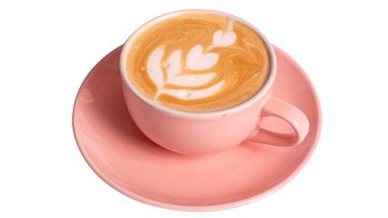 Hot coffee latte isolated from white background. Perfect for recipe, article, catalogue, promotion, or any cooking contents