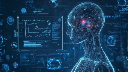 Artificial intelligence processing data in futuristic digital environment - Powered by Adobe