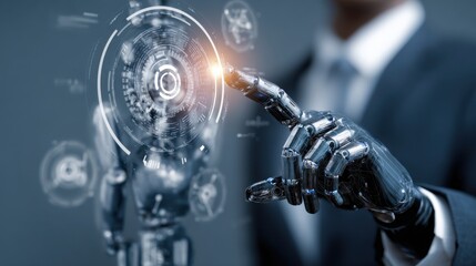 Fototapeta premium robotic hand digital interface future
