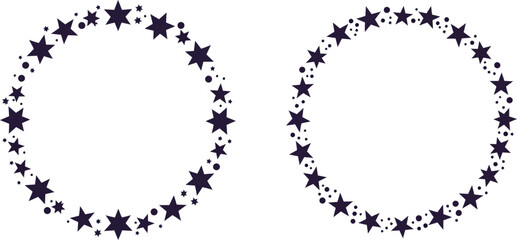 two circular frames adorned with numerous small stars evenly spaced