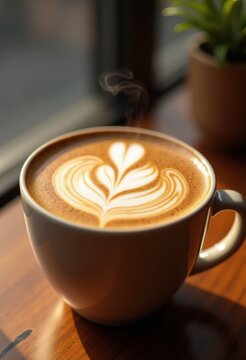 coffee, cup, cappuccino, drink, cafe, espresso, latte, hot, beverage, white, brown, milk, breakfast, caffeine, table, food, mug, saucer, foam, cream, closeup, chocolate, heart, aroma, mocha