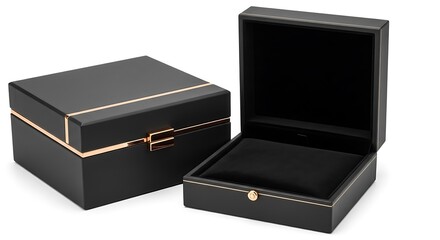 Elegant Black and Rose Gold Jewelry Boxes with Velvet Lining