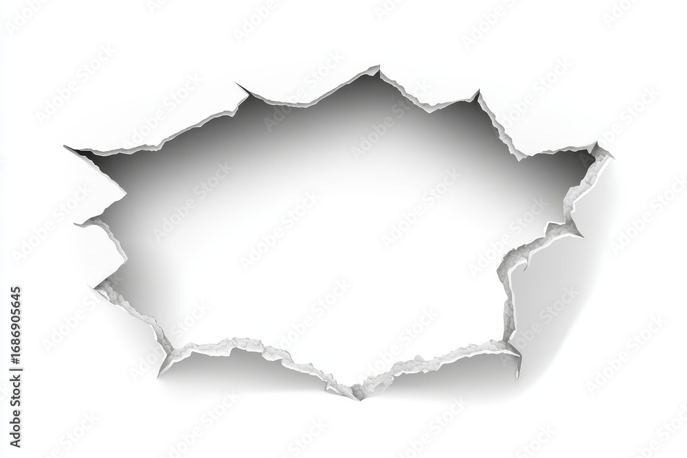 Poster dynamic abstract white sheet with torn edges creating an inviting oval shape for important messages