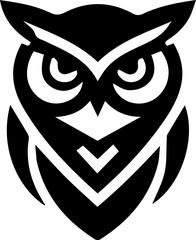 Black and White Owl Head Vector Logo &ndash; Minimal Animal Icon Design