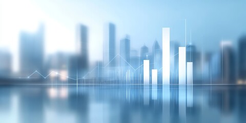 Naklejka premium Financial Growth Chart Over Blurred Cityscape