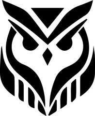 Black and White Owl Head Vector Logo – Minimal Animal Icon Design