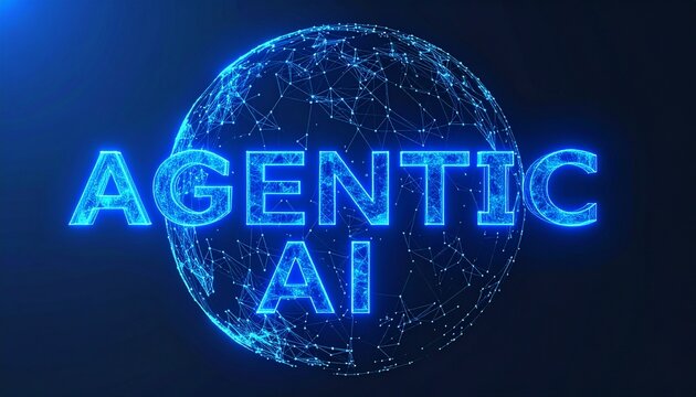 The futuristic digital world, The letters AGENTIC AI shine brilliantly in an eye-catching manner