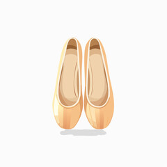 Elegant pale gold ballet shoes, pointe shoes, footwear for dance and ballet, stage costume
