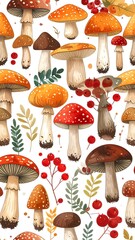 Autumnal mushroom pattern