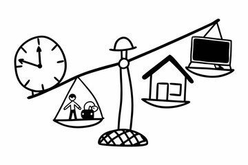 Fototapeta premium Vector hand drawn doodle sketch of work-life balance concept isolated on white background