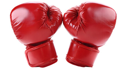 Pair of vibrant red boxing gloves ready for a match showcasing strength and determination in sports arena