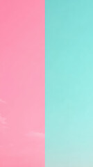 Obraz premium Split Hue Duo: A modern, minimalist composition featuring a bold and balanced split of soft pink and tranquil teal, evoking a sense of calm and contemporary design.