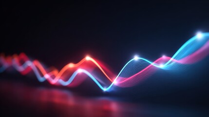 Abstract glowing wave blue and red light futuristic data visualization digital technology energy flow modern background dynamic motion smooth curve vibrant dark backdrop