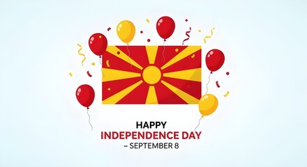 Happy independence day macedonia celebration with flag and balloons