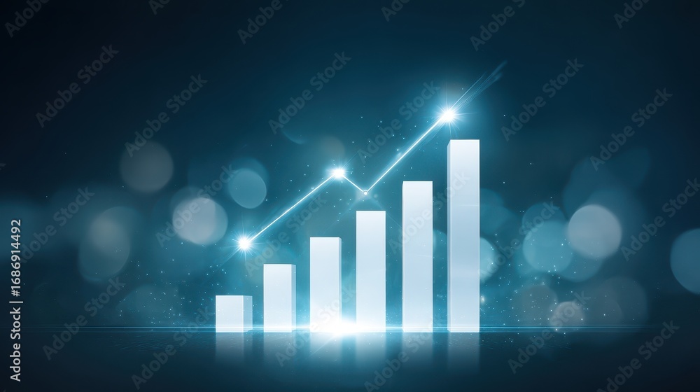 Poster business success graph glowing projection growth finance chart futuristic digital glowing business s