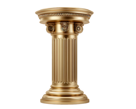 Golden column luxury podium classical architecture ornate detail decorative element ultra realistic vertical structure elegant isolated ancient style