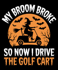 Witch Riding a Golf Cart Funny Halloween