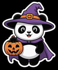 Funny Panda in Witch Costume