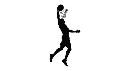 a basketball player dunking ball during game action