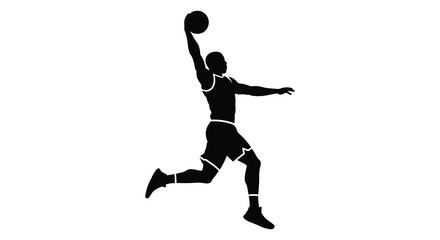 a basketball player leaps high to shoot the ball