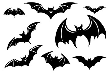 Scary Bat Silhouette Set – Halloween Flying Bats Vector Clipart for Decor and Crafts