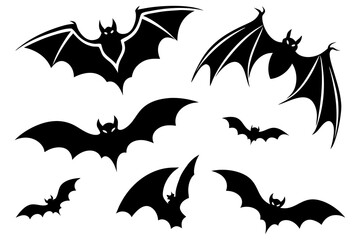 Scary Bat Silhouette Set – Halloween Flying Bats Vector Clipart for Decor and Crafts