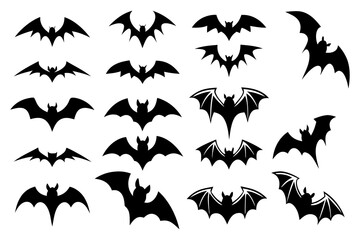 Bat Silhouette Set – Flying Bats Vector Clipart for Halloween Decor and Crafts