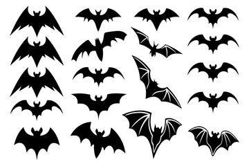 Flying Bat Silhouettes | Halloween Bat Clipart | Spooky Bat SVG Bundle for Crafts & Decoration