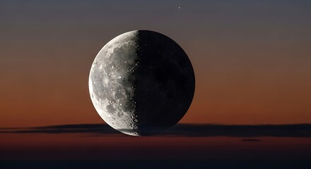 Half Moon Night Sky Sunset Clouds.