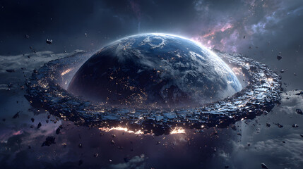 Obraz premium earth, planet, globe, space, world, map, blue, night, global, 3d, sun, universe, sphere, atmosphere, astronomy, sea, light, stars, sky, europe, science, ocean, black, clouds, nature