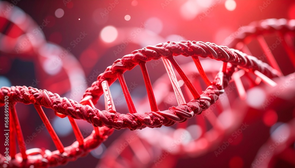 Poster a striking close-up of a dna strand, highlighting the complexity of life. the image showcases the in