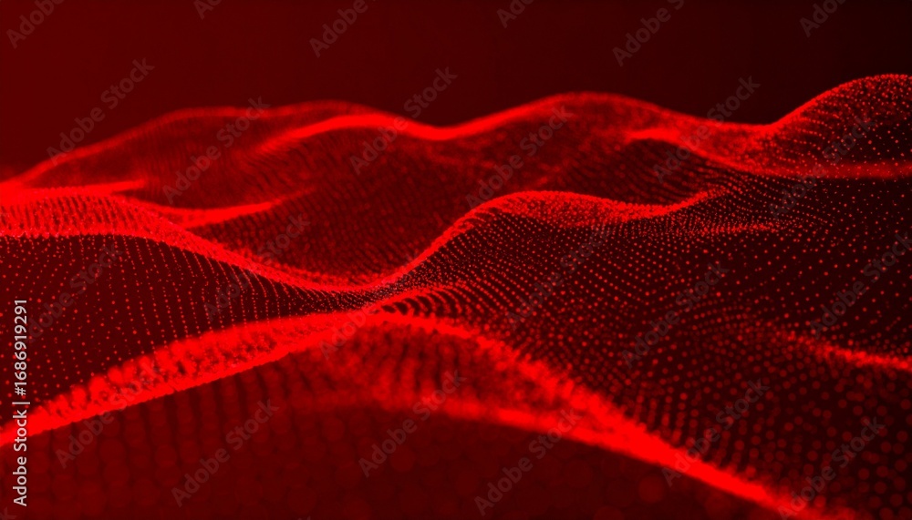 Poster abstract flowing red digital waves, representing data visualization. the image is evocative, suggest