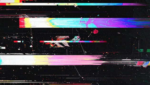 VHS static distortion with horizontal line tearing and RGB split 