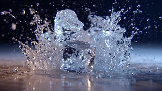 Super Slow Motion Shot of Crushed Ice Breaking