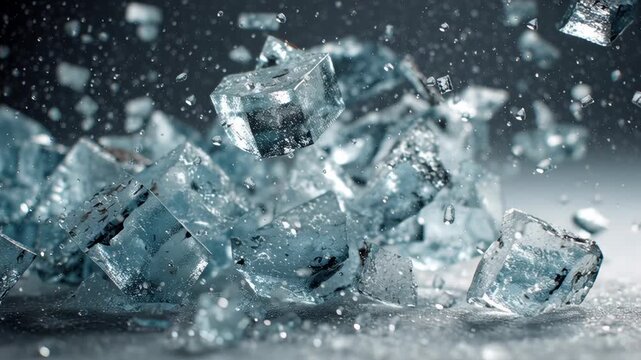 Super Slow Motion Shot of Crushed Ice Breaking