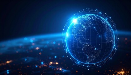 Obraz premium A futuristic globe with network connections and data visualization