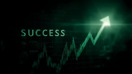 Green arrow symbolizing success and growth on a financial chart