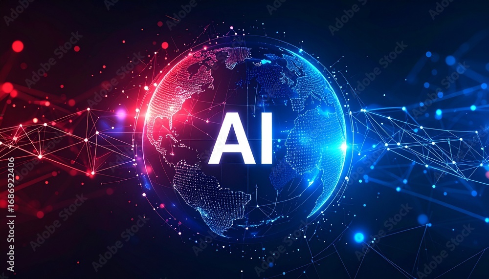 Aufkleber artificial intelligence concept represented by the letters ai set against a backdrop of a globe surr