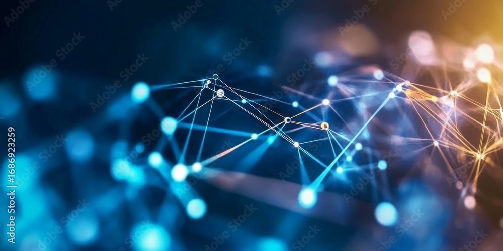 Poster global digital connectivity network visualization, showcasing interconnected systems and technology