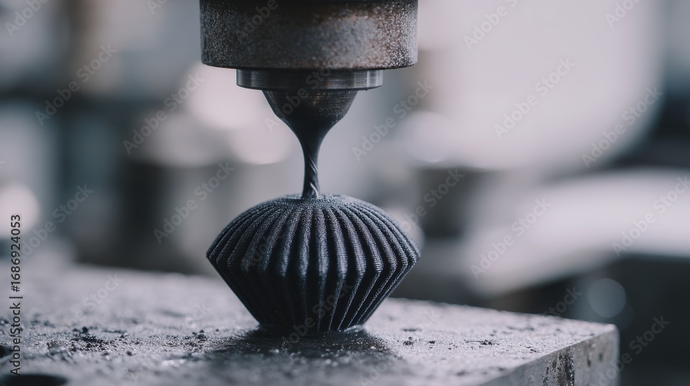 Leinwandbilder focused shot of a custom 3d printed component being refined with subtractive processing highlighting