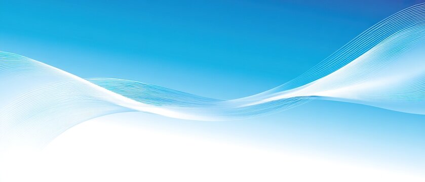 Serene Blue Gradient Background with Fluid Ribbon Curves, Aromantic Sense of Calm and Tranquility