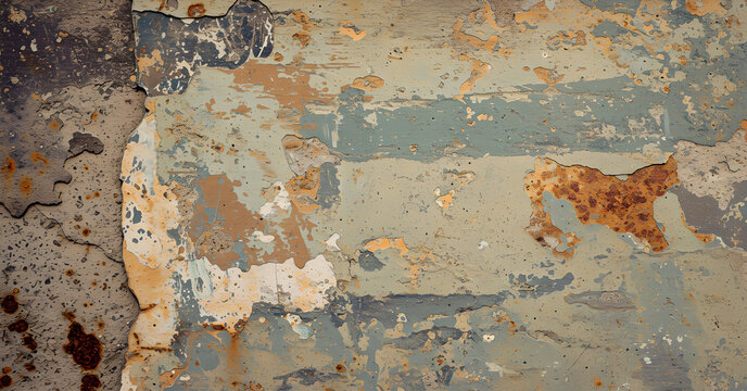 Old Peeling Paint and Rust on Concrete Wall Texture Background