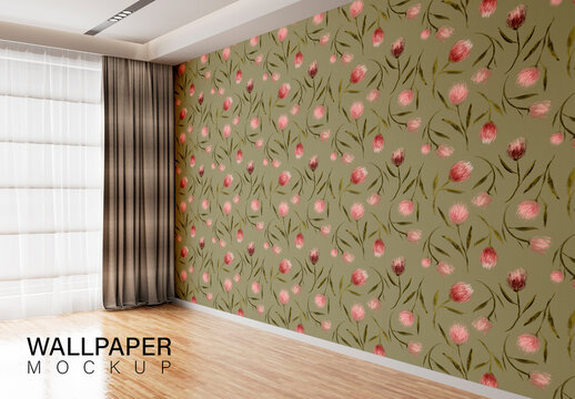 Decorative Wall Paper Mockup In Modern Room