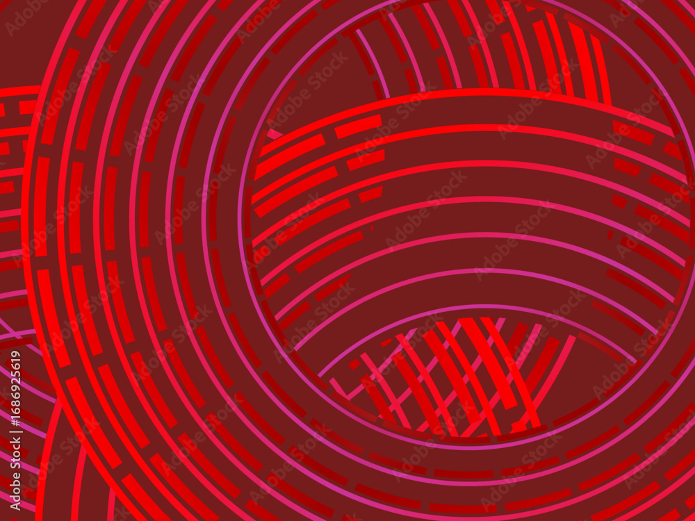 Poster abstract red glowing geometric lines on dark red background. modern shiny red circle lines pattern. 