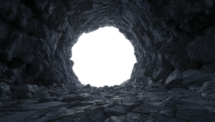 Mysterious cave with a dark entrance creating a sense of unknown adventure and deep exploration